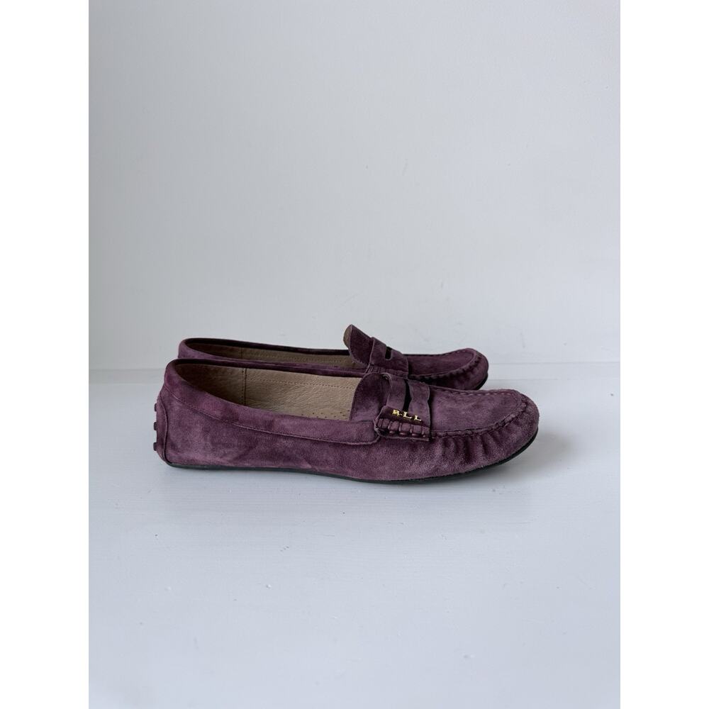 Women’s Ralph Lauren Suede Loafers Size 8B Driving Shoes Work Wear Burgundy - Picture 2 of 7